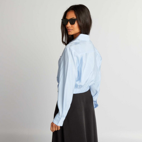 Chemise cropped - Bleu