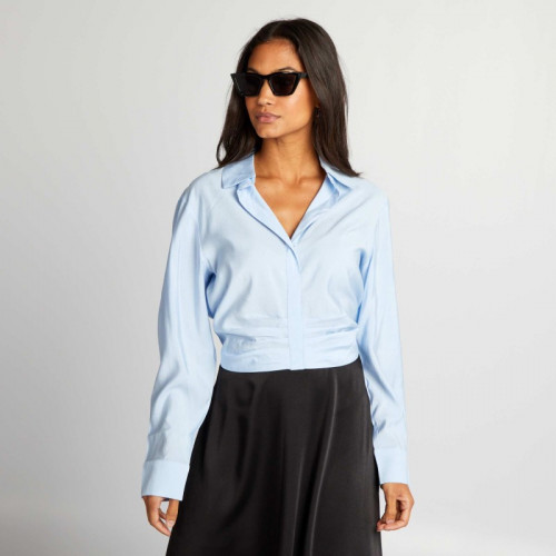 Chemise cropped - Bleu