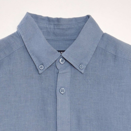 Chemise à manches longues avec lin - Bleu