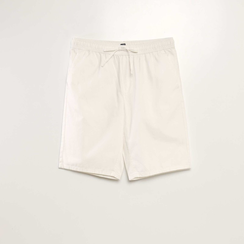 Bermuda chino avec taille élastiquée - Blanc