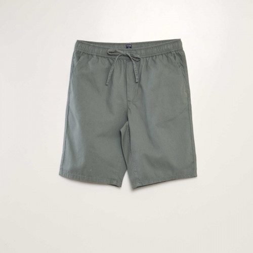 Bermuda chino avec taille élastiquée - Kaki