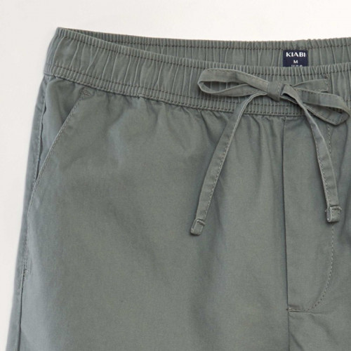 Bermuda chino avec taille élastiquée - Kaki