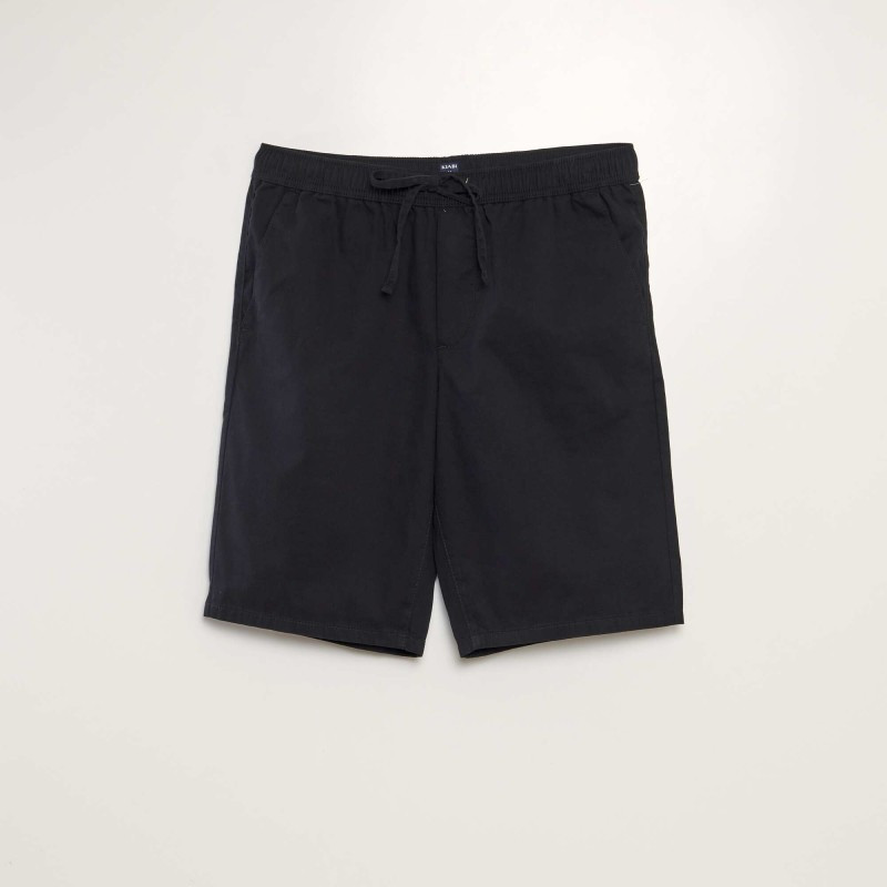 Bermuda chino avec taille élastiquée - Noir