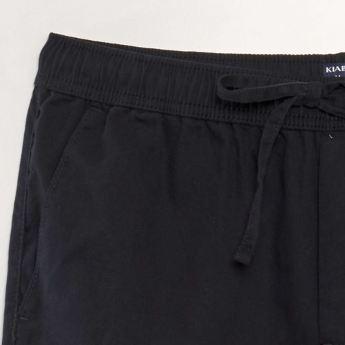 Bermuda chino avec taille élastiquée - Noir