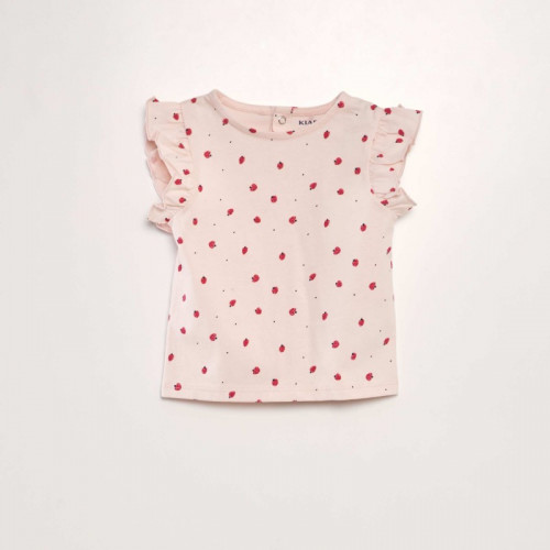 T-shirt à volants - Rose fraise