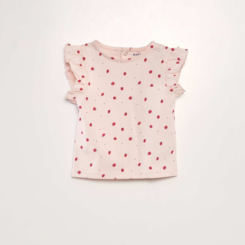 T-shirt à volants - Rose fraise