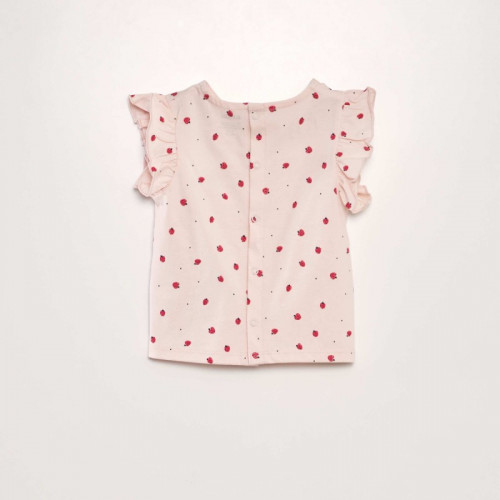 T-shirt à volants - Rose fraise