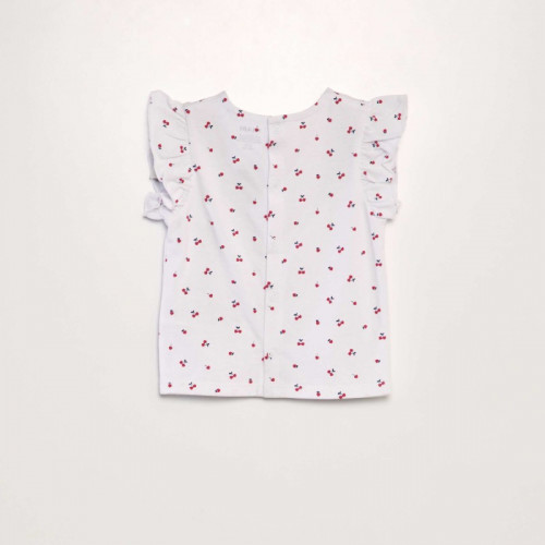 T-shirt à volants - Blanc cerise