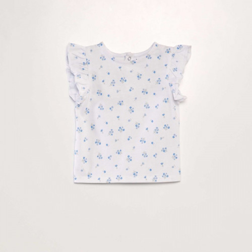 T-shirt à volants - Blanc fleur