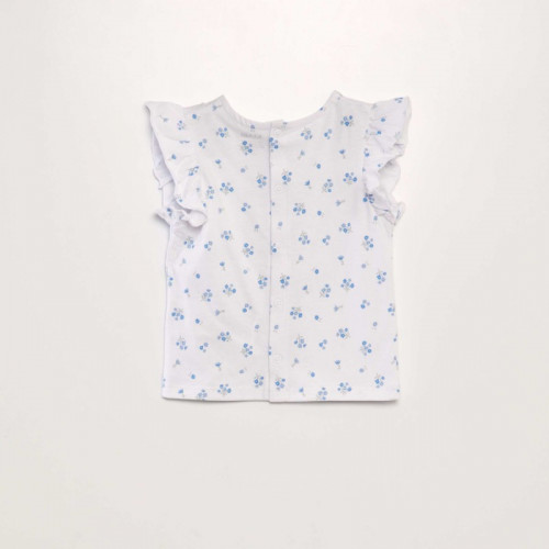 T-shirt à volants - Blanc fleur