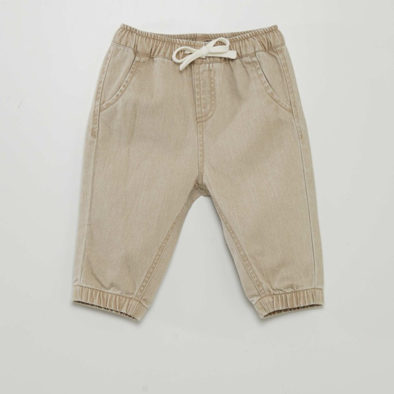 Pantalon paperbag en jean - Beige