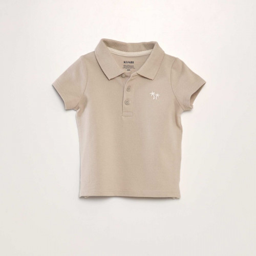 Polo en piqué de coton 'palmier' - Beige