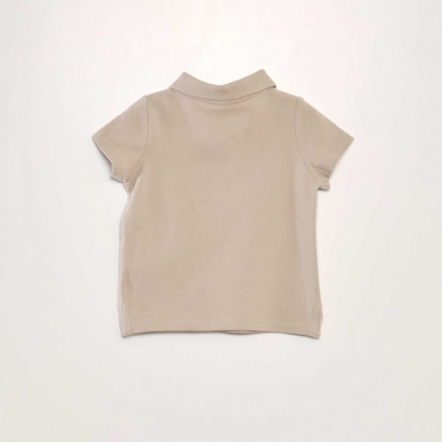 Polo en piqué de coton 'palmier' - Beige