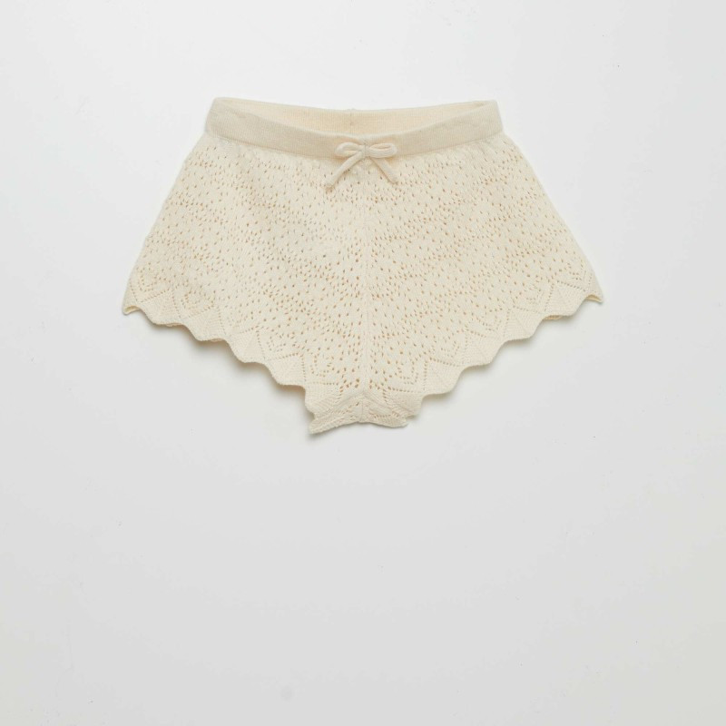 Short en maille tricot - Beige