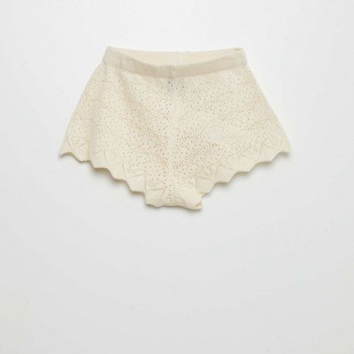 Short en maille tricot - Beige