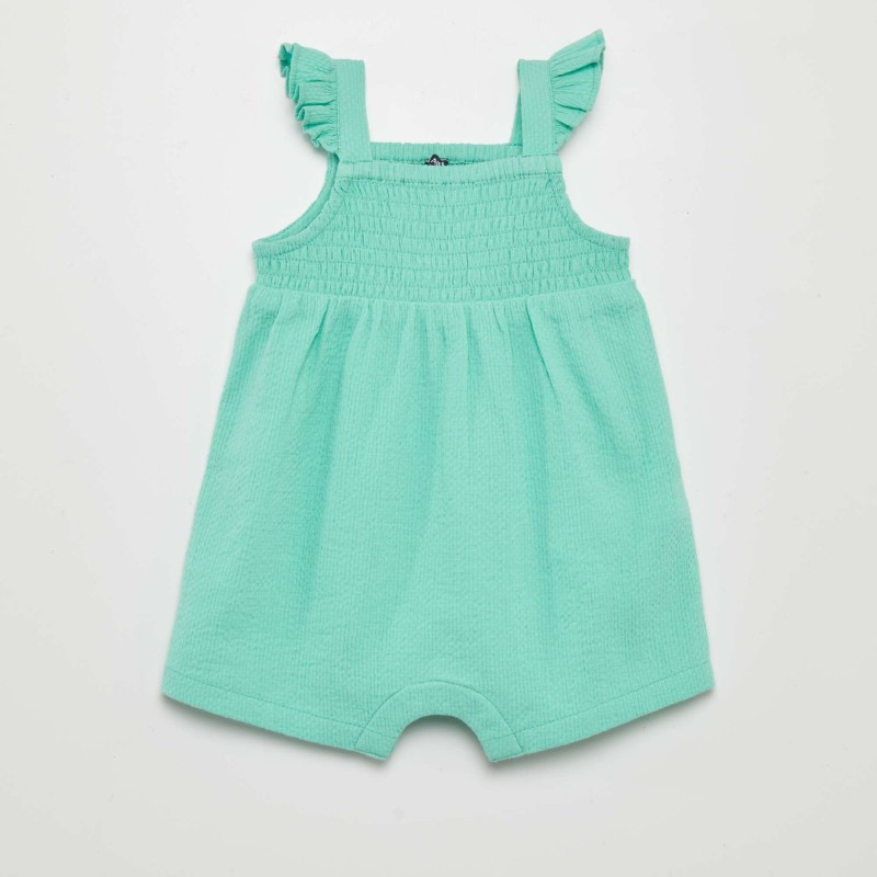 Combi short en maille gaufrée - Vert