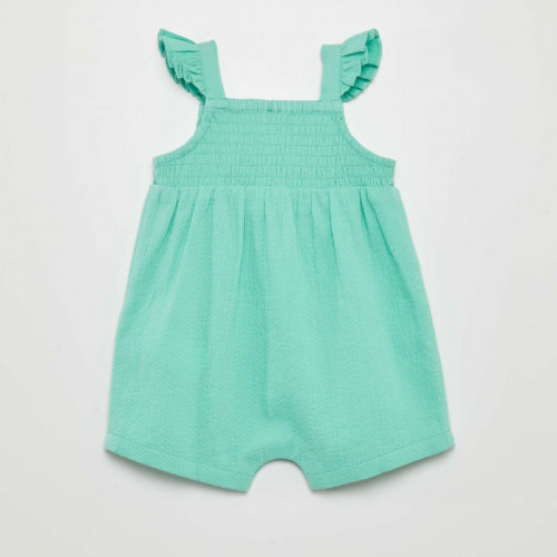 Combi short en maille gaufrée - Vert