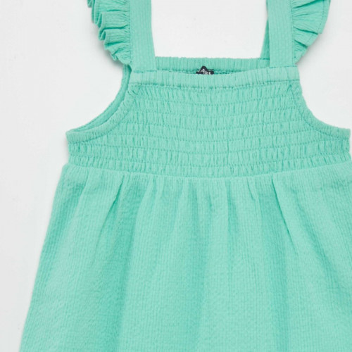 Combi short en maille gaufrée - Vert