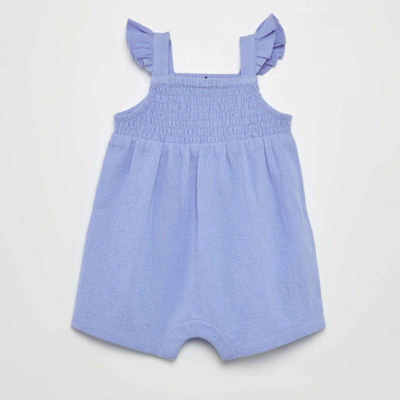 Combi short en maille gaufrée - Bleu