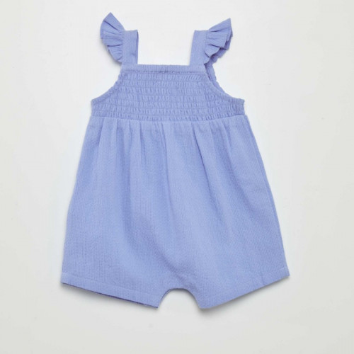 Combi short en maille gaufrée - Bleu