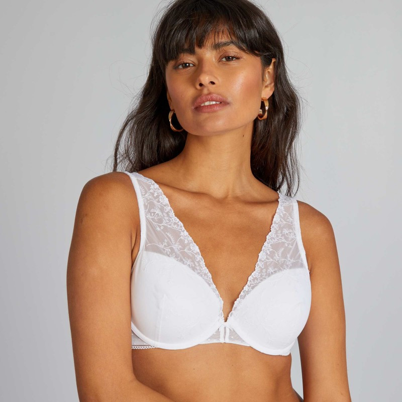 Soutien-gorge corbeille ampliforme en tulle - Blanc