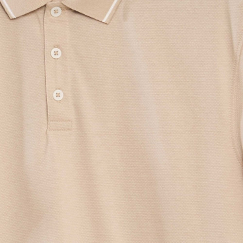 Polo en piqué de coton effet moucheté - Beige