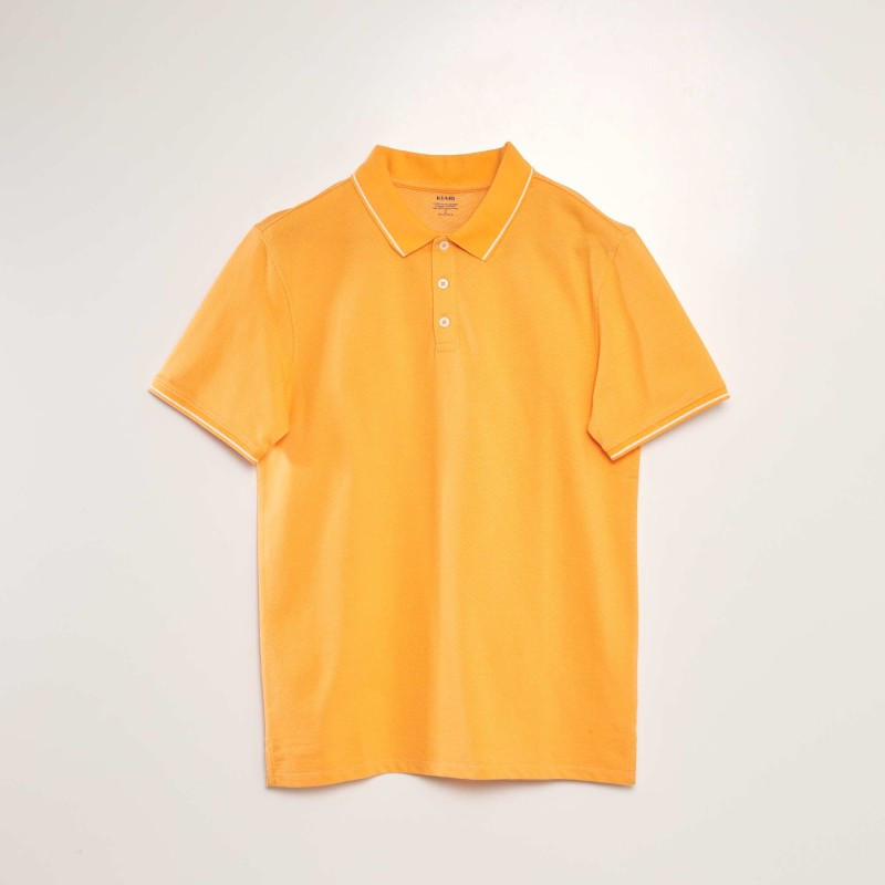 Polo en piqué de coton effet moucheté - Orange