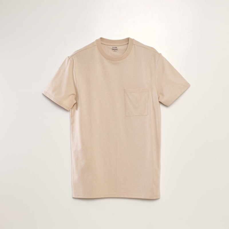 T-shirt moucheté à poche poitrine - Beige