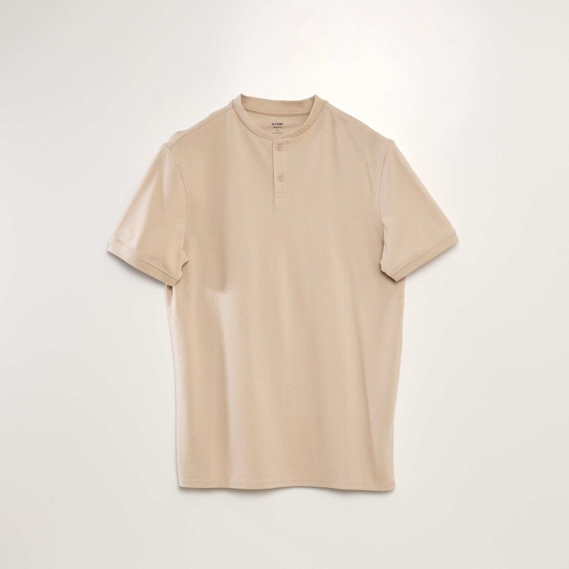 Polo en piqué de coton uni - Beige