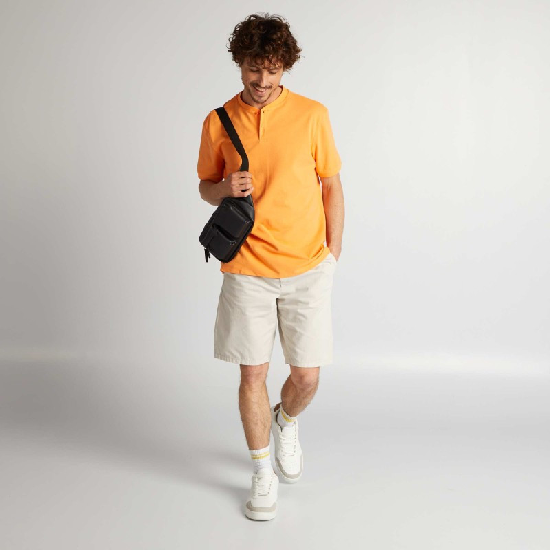 Polo en piqué de coton uni - Orange