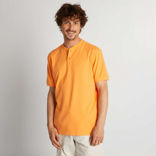 Polo en piqué de coton uni - Orange