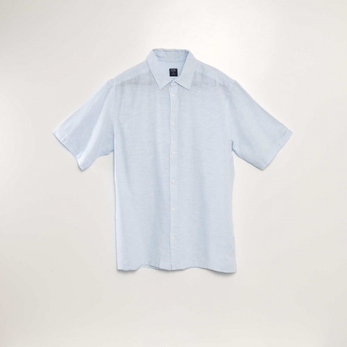 Chemise à manches courtes avec lin - Bleu ciel