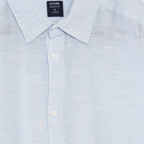 Chemise à manches courtes avec lin - Bleu ciel