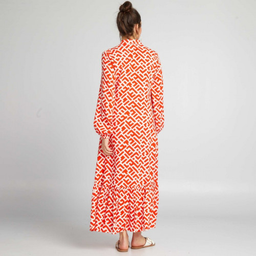 Robe de maternité longue à volants - Rouge