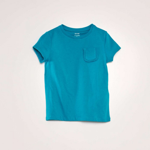 T-shirt uni avec poche - Cyan