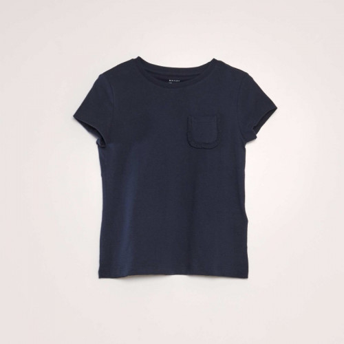 T-shirt uni avec poche - Bleu marine