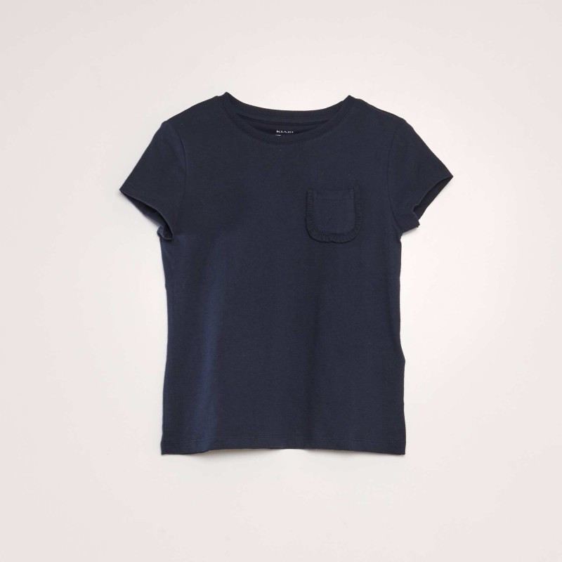 T-shirt uni avec poche - Bleu marine