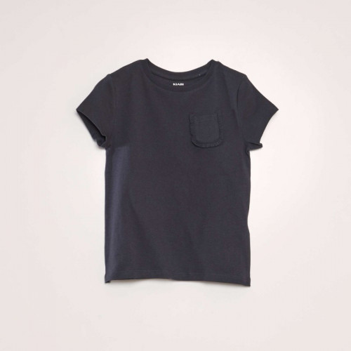 T-shirt uni avec poche - Noir