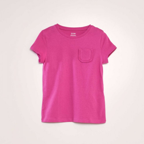 T-shirt uni avec poche - Fuchsia