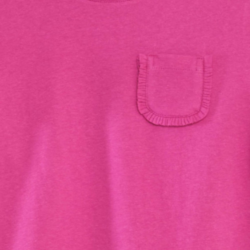 T-shirt uni avec poche - Fuchsia