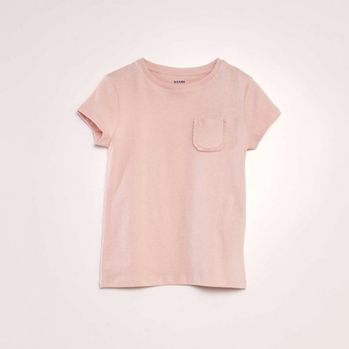 T-shirt uni avec poche - Rose