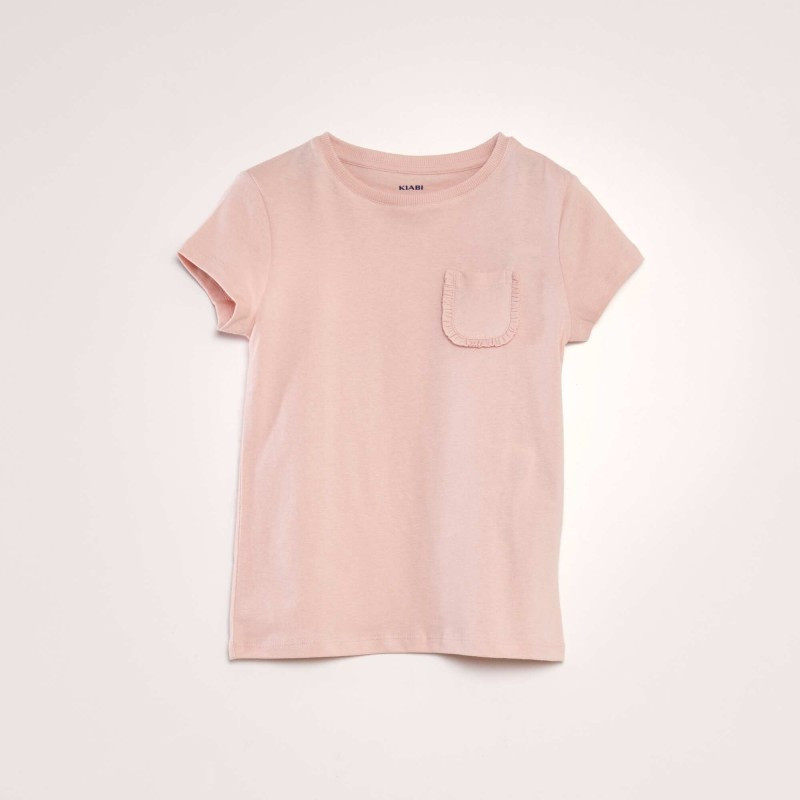 T-shirt uni avec poche - Rose