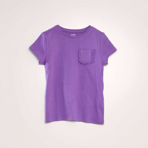 T-shirt uni avec poche - Violet