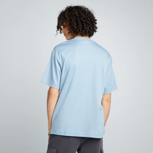 T-shirt col rond en coton - Bleu