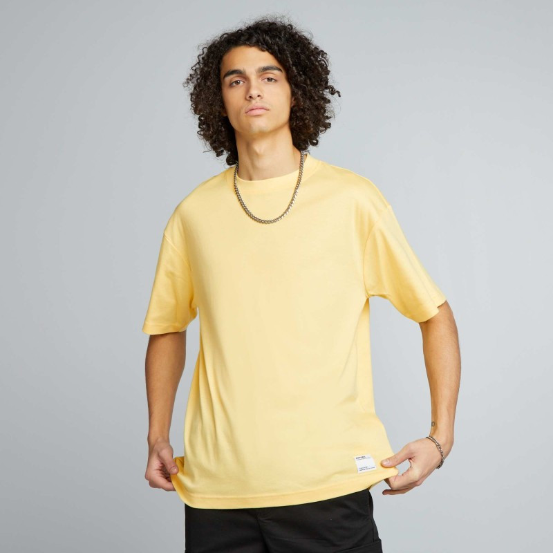 T-shirt col rond en coton - Jaune