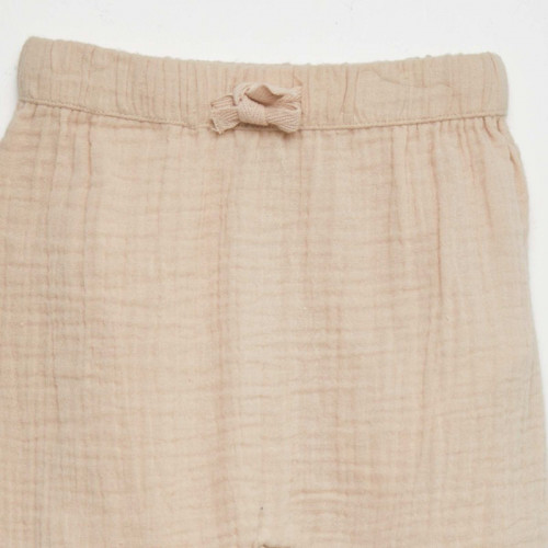 Pantalon sarouel en gaze de coton - Beige