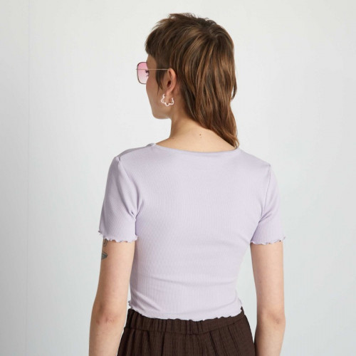 Crop-top à bords ondulés - Lilas