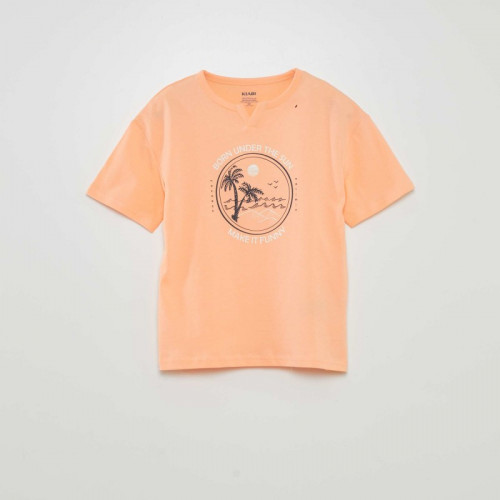 T-shirt en jersey imprimé 'palmiers' - Orange