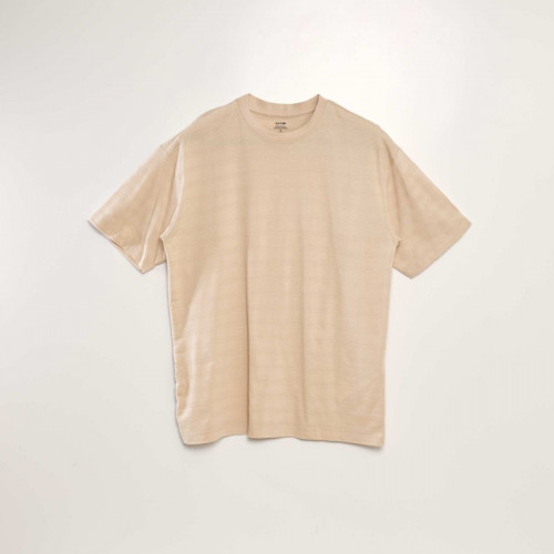 T-shirt en coton texturé - Beige