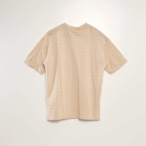 T-shirt en coton texturé - Beige